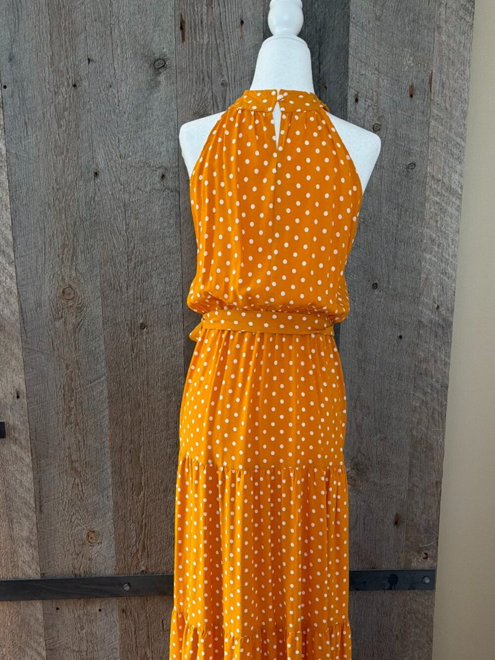 La Parisienne Yellow Dress with White Polkadots Size M - Picture 8 of 8